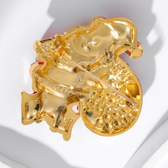 Santa Claus Rhinestone Brooch Holiday Brooch Pin Christmas Brooch Gift - Picture 3 of 5